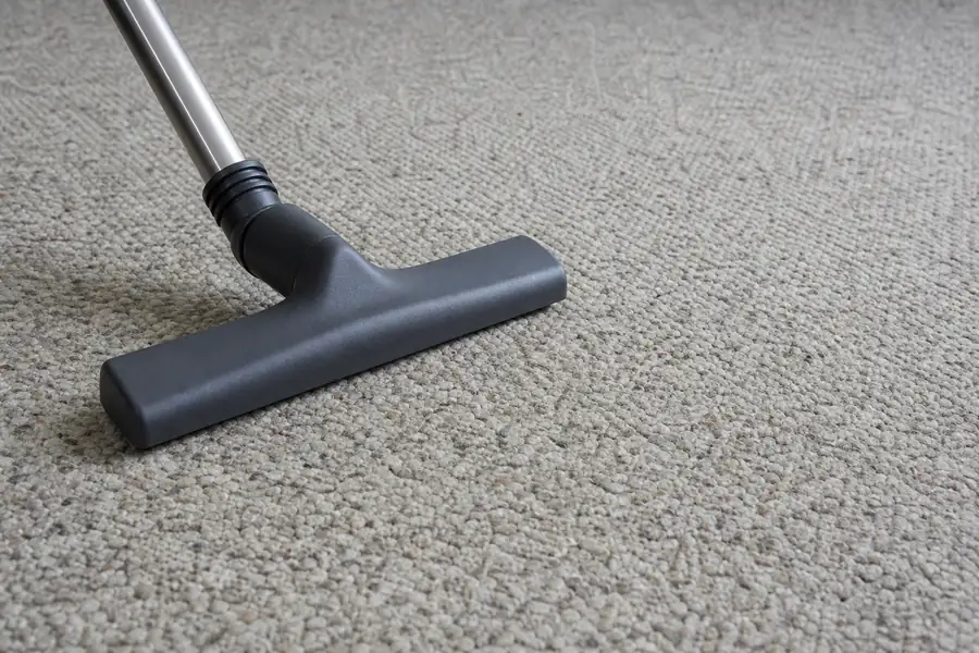 Vacuum with a suction-only head gliding over looped Berber carpet