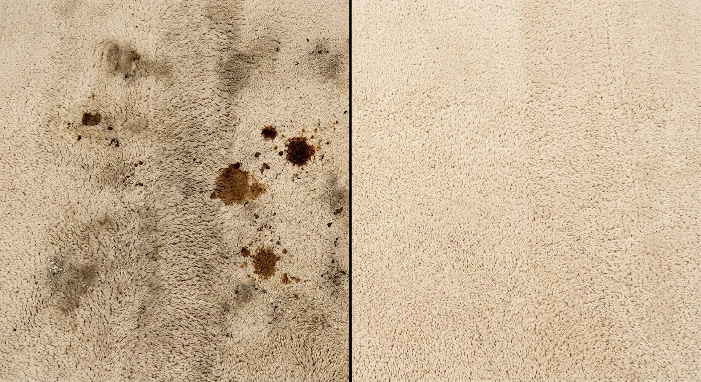 Before and after carpet cleaning results